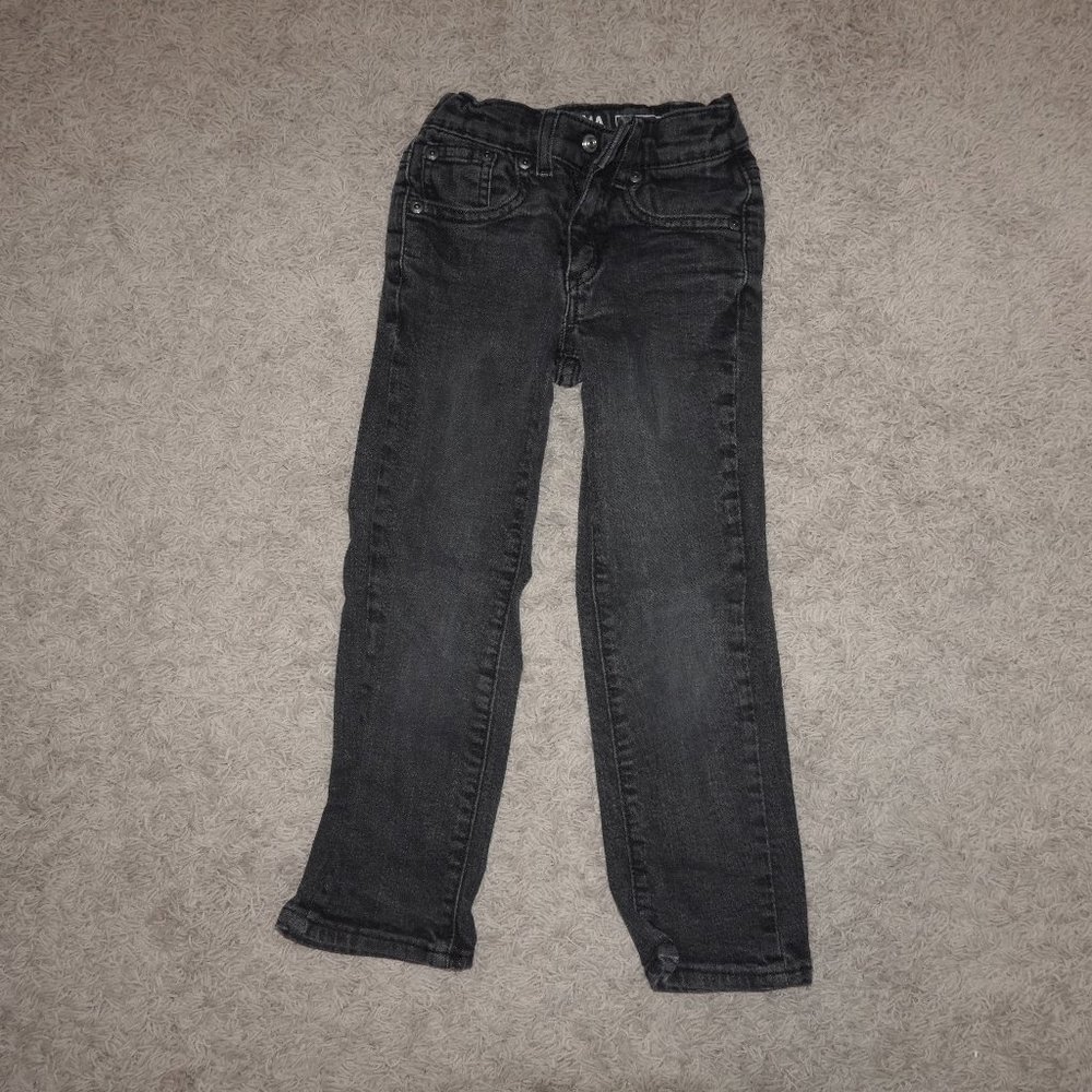 Boys Size 5 Slim Straight Leg Black Denim Jeans with Adjustable Waist